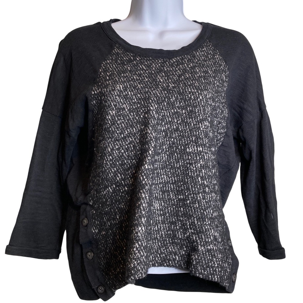 Madewell Women's‎ Black Raglan Sleeve Tweed Sweater Size S Old Money Academia